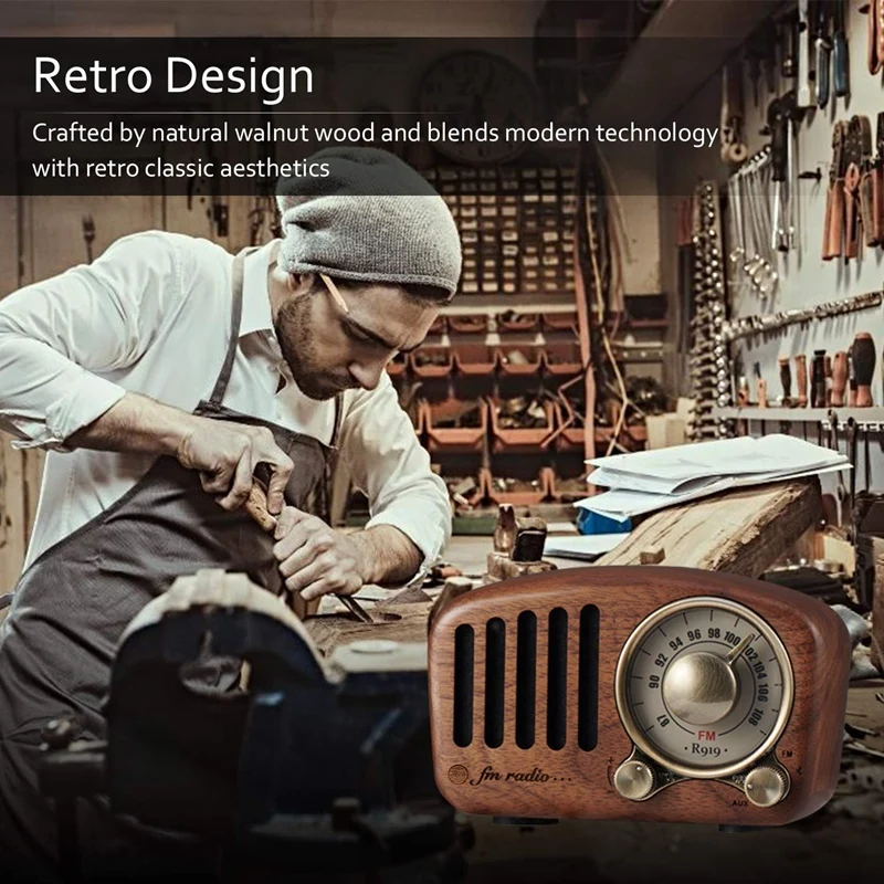 Vintage Radio Retro Bluetooth Speaker - Walnut
