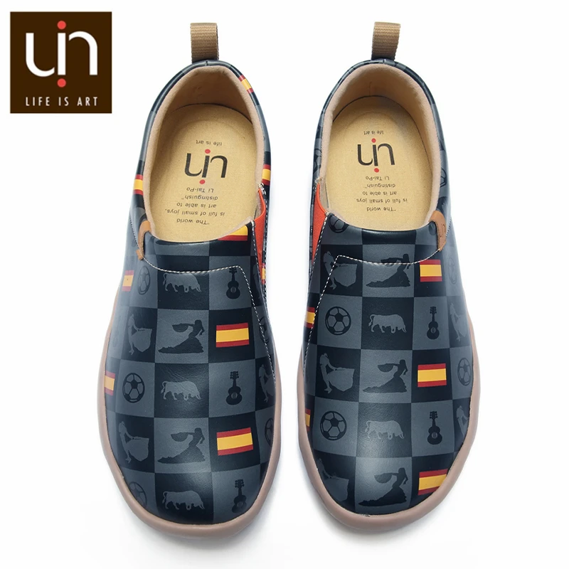 

UIN Art Painted Casual Shoes for Women/Men Microfiber Leather Wide Comfort Shoes Lightweight Fashion Loafers Autumn/Winter