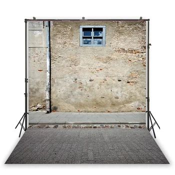 

HUAYI Stone Floor Blue Wooden Floor With Brick Wall Background Photography Outdoor Photo Studio Photoshoot Photography D-5509