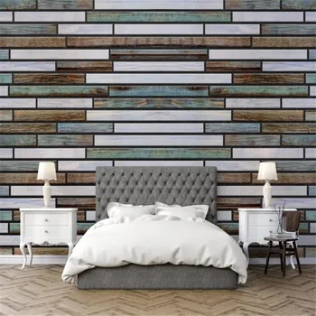 

Large 3D wallpaper mural custom Nordic modern nostalgic wood grain mosaic background wallpaper mural