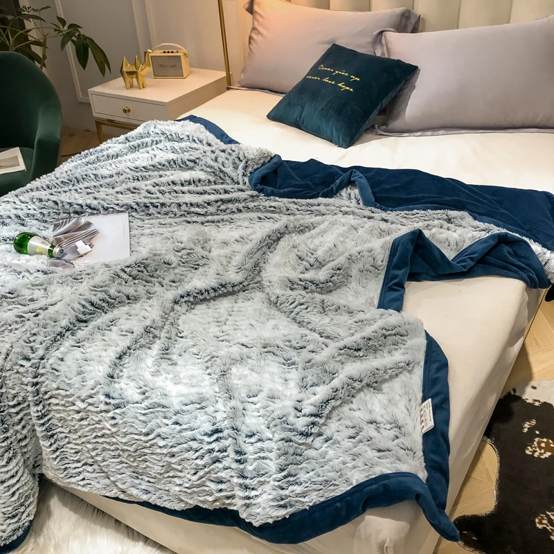 

Double Side Solid Color Winter Thick Blanket Long Plush And Short Velvet Blanket For Beds Sofa Casual Soft Sleeping Nap Blanket