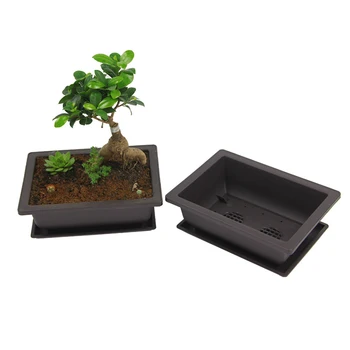 

3pcs Plastic Flowerpot Square Flower Bonsai Bowl Nursery Basin Pots Plant Tray With Pallets For Garden Decoration