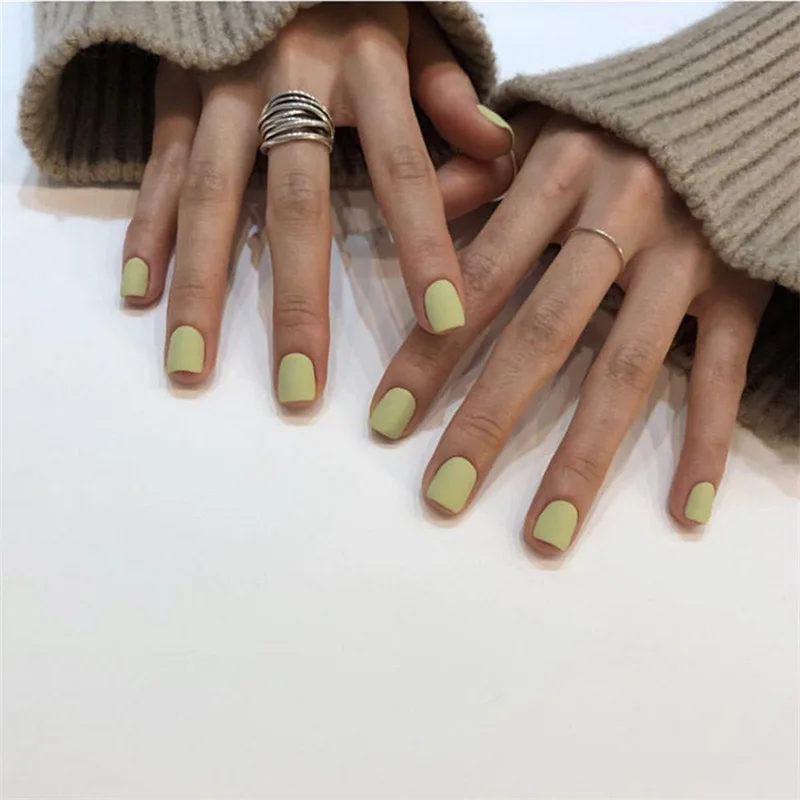 style7 24 шт., матовые розовые накладные ногти для девушек, корейских женщин, инструмент для маникюра и красоты, чистый цвет, Короткие квадратные накладные ногти, сделай сам, украшение - Цвет: style7