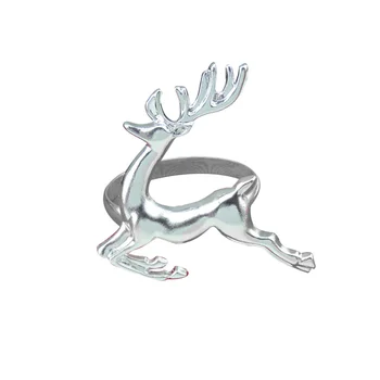 

8 PCS Elk Deer Napkin Rings Table Decorative Ornament for Christmas Wedding Parties Everyday Use (Silver)