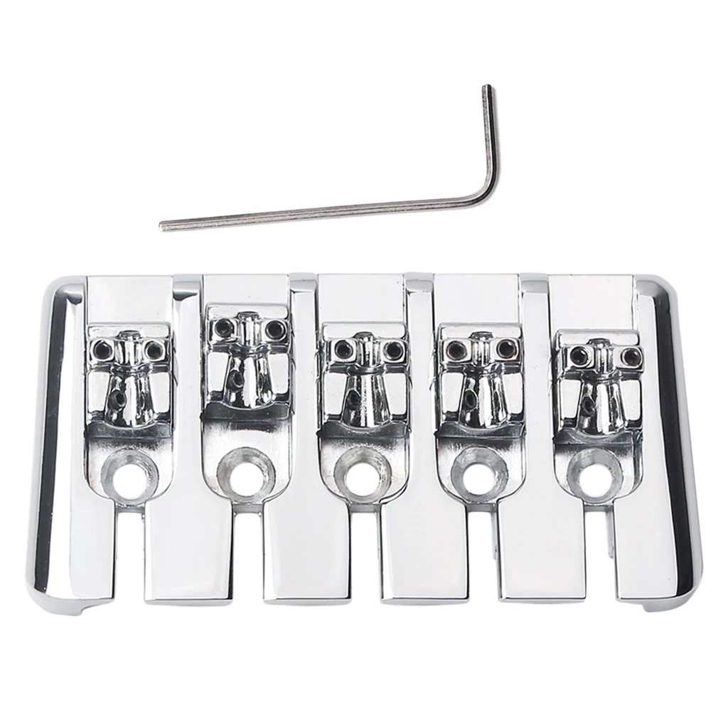 

GA1021 Chrome Zinc Alloy L Shape 5 String Bass Bridge with Wrench Replacement for Bass Guitar