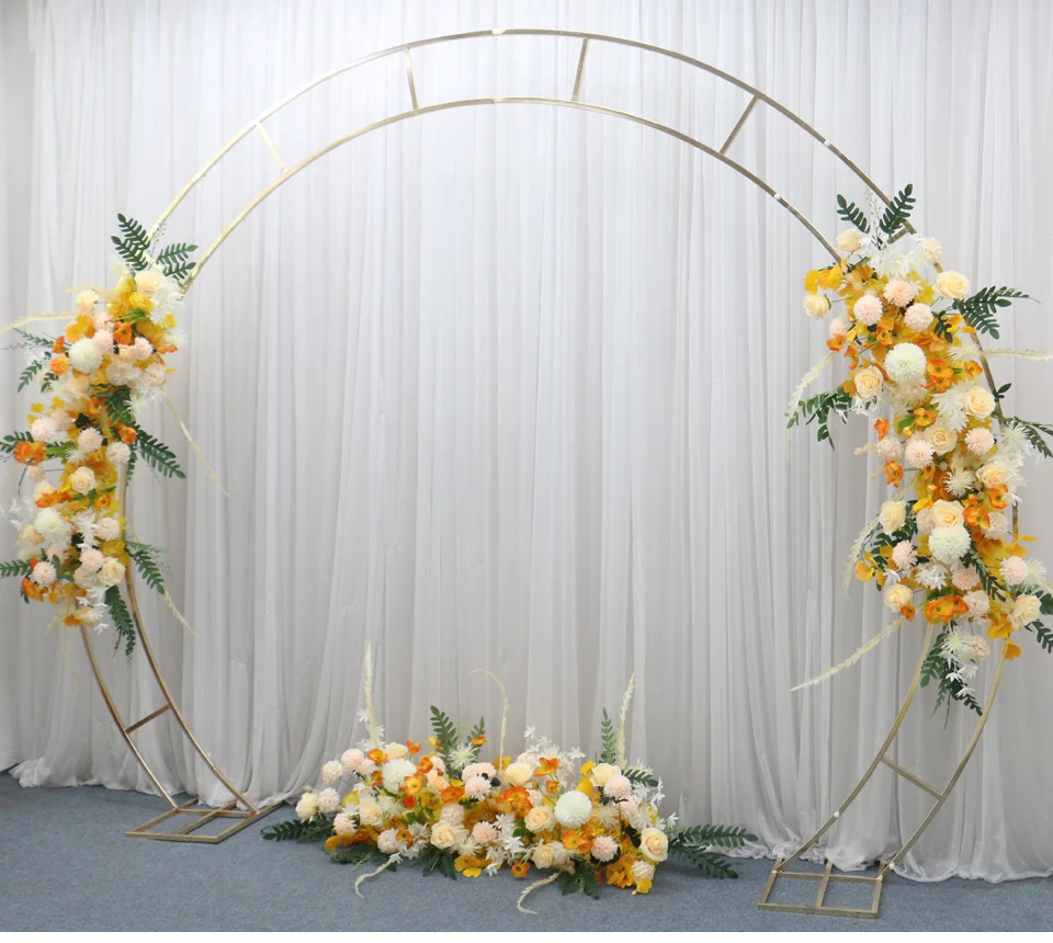 Wedding Single Tube Ring Frame Background Decoration Arch Circular Flower Frame Single Rod Ring Projects,Gold 1M 