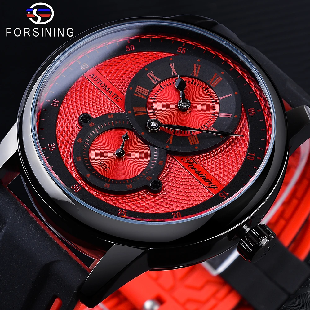 Forsining 2021 Fashion Sport Racing Design Red Mens Watches Automatic Mechanical Wrist Watch Top Brand Luxury Male Clock Relogio men s sets two piece clothes t shirts and pants men winter fashion patchwork streetwear fitness male tracksuit 2021 korean style