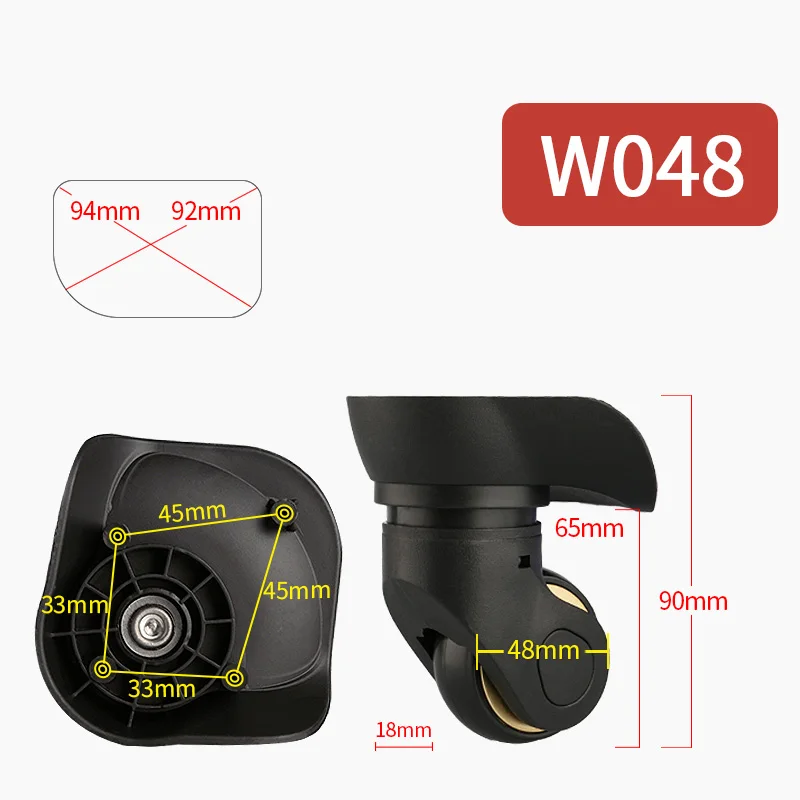 W048(2 Wheels)Black Чемодан На сменных колесах, чемодан на колесиках, чемодан на колесиках, сумка на колесиках, аксессуары на колесиках, цветная Бесшумная тяга, коробка, колесо - Цвет: W048(2 Wheels)Black