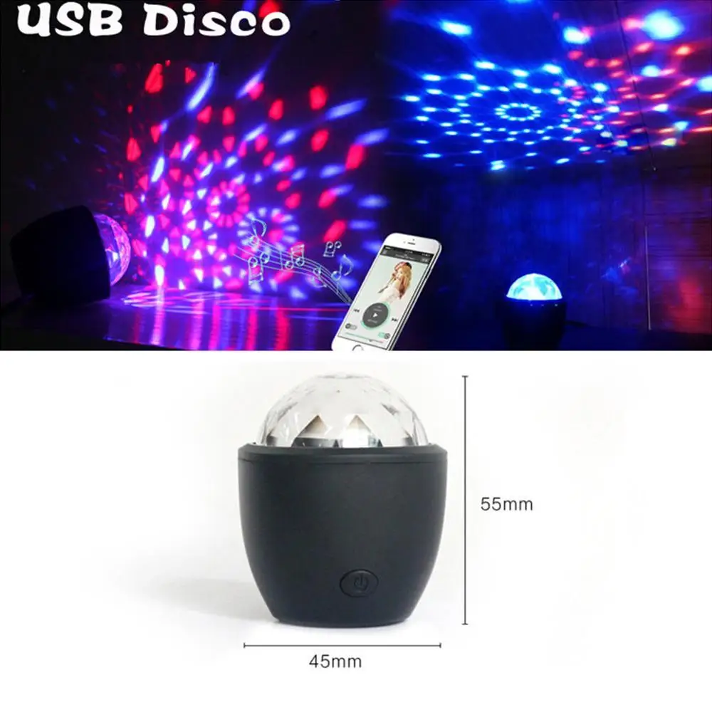 Mini RGB Stage Lights USB Powered Magic Ball Sound Control Multicolor Disco Ball Magic Lights Flash DJ Lights For Home KTV Bar