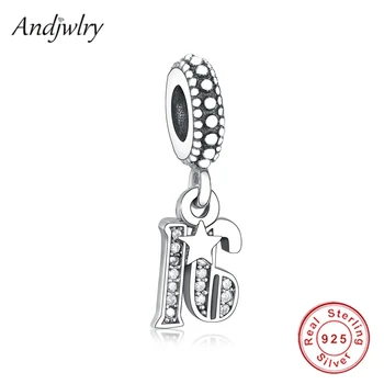 

Fit Original Pandora Charms Bracelet 925 Sterling Silver 16th Celebration Dangle Charm Pendant DIY Jewelry Women Berloque
