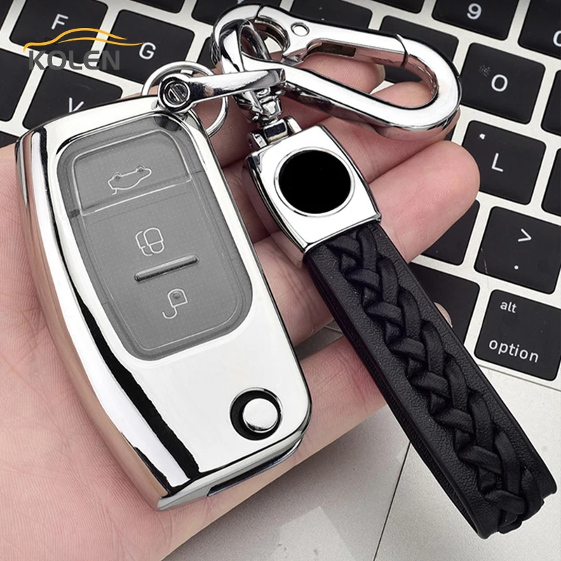 Soft TPU Car Remote Key Case Cover For Ford Fiesta Focus 3 Ecosport Kuga B-Max C-Max Escape Folding Key Holder Shell Accessories - H308ba189dcd846e08527cb1871706bd0r