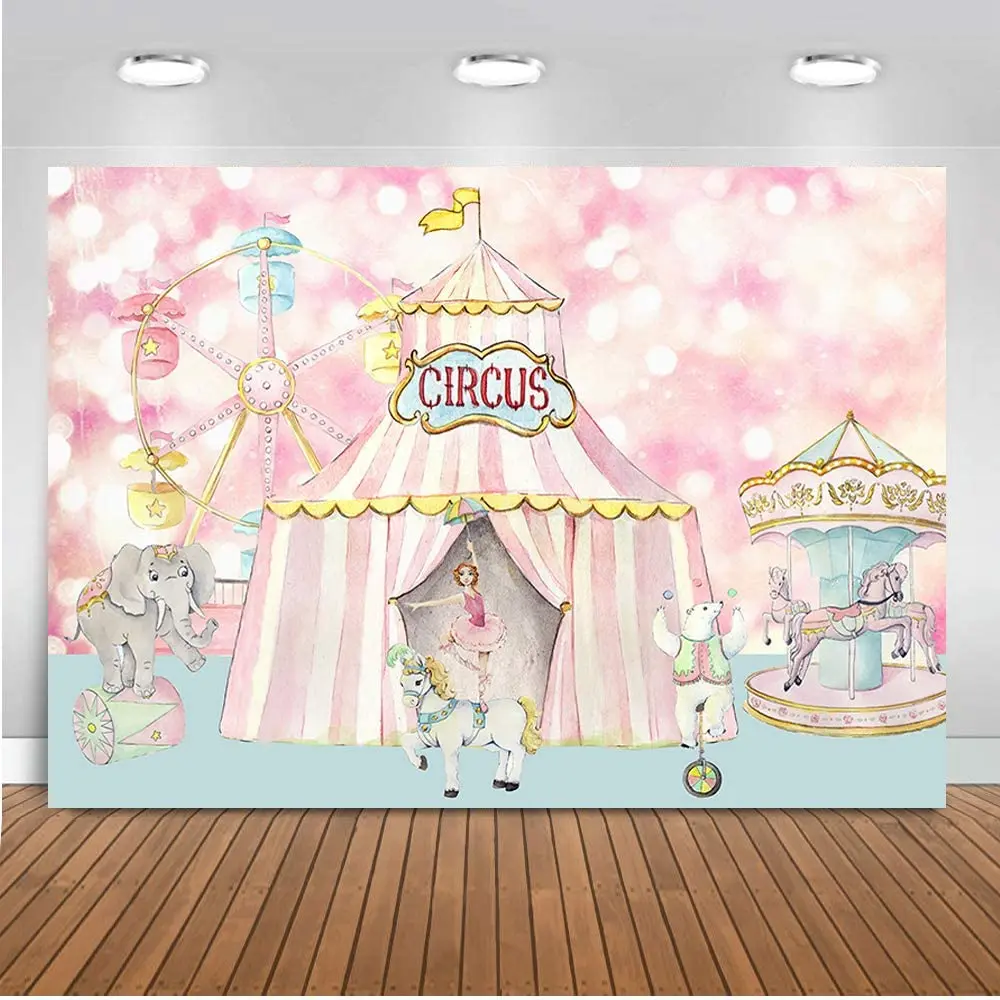 Pastel Pink Circus Carnival Carousel Big Tent Girls Baby Shower 1st Birthday Party Banner Decorations Dessert Candy Cake Table | Дом и сад