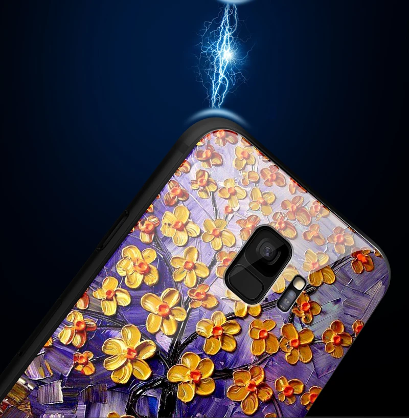 for OnePlus 3T 3 5 6T 5T 6 7 7 Pro Anti Knock Tempered Glass Cover for Samsung Galaxy S9 S8 S10 Plus Printing Fancy Phone Case