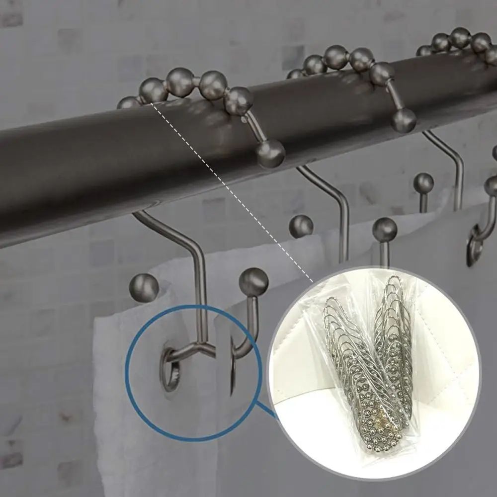Shower Curtain Iron Wire Shower Curtain Resin Shower Hanging Five Beads Shower Curtain Hook Hoist Buckle Curtain Hook