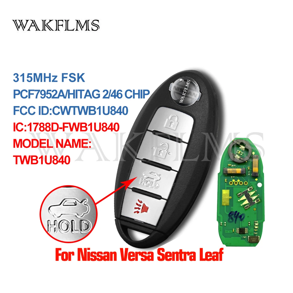 Smart Remtoe автомобильный брелок для Nissan Versa Sentra Leaf 2013 2014 2015 2016 2017 CWTWB1U840 TWB1U840|Ключ от
