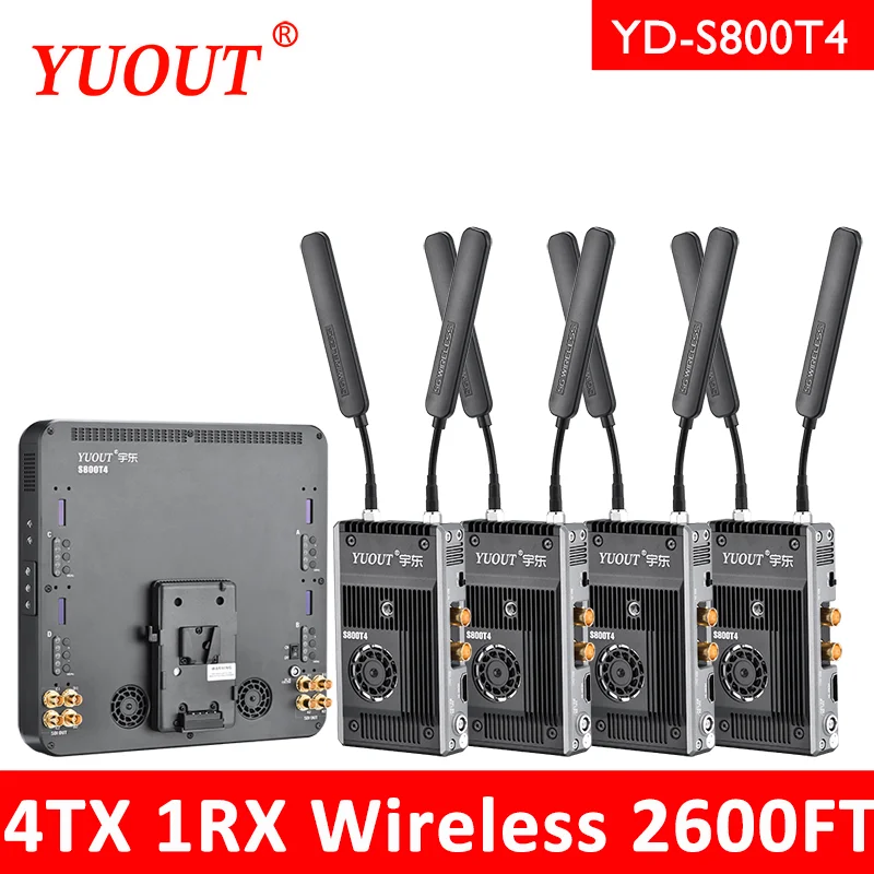 S800T4 4TX & 1RX беспроводной 800 м HDMI SDI 1080P фотопередатчик для камеры изображение