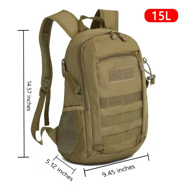 Outdoor Tactical Backpack Military Rucksacks Men 15L 20L Waterproof Sport Travel Backpacks Camping Mochila Fishing Hunting Bags brown 15L