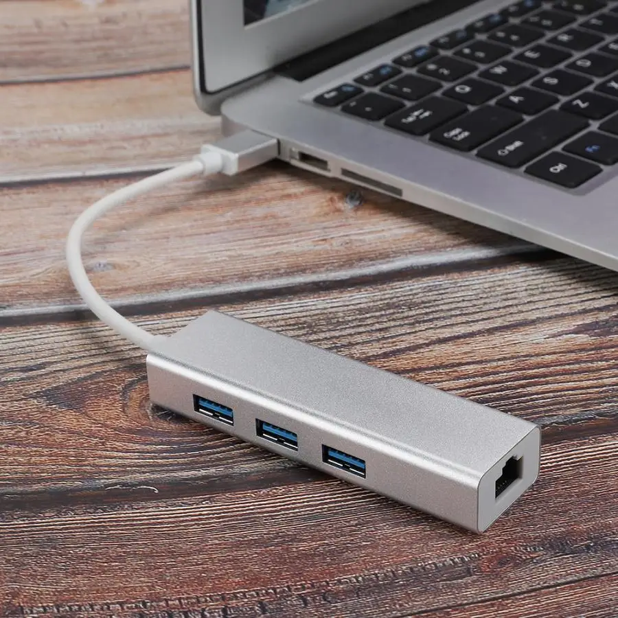 DM HE84 гигабитный USB Ethernet адаптер + 3 0 концентратор 1000 м Проводная сетевая карта к RJ45