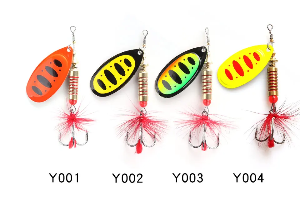 W.P.E New Spinner Lure Hard Bait 1pcs 6.5g/10g/13.5g Spoon Lure Metal Lure Feather Treble Hook Fishing Tackle Bass Fishing Pesca