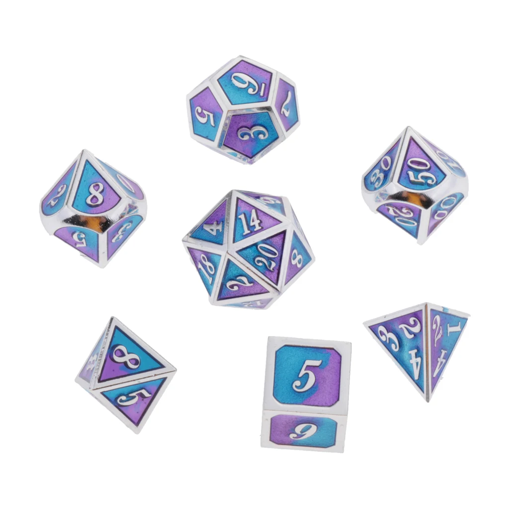 Metal Polyhedral Dice Set, 7Pcs Complete Dice Sets of D4 D6 D8 D10 D12 D20 Great for Dungeons and Dragons DND RPG MTG Games