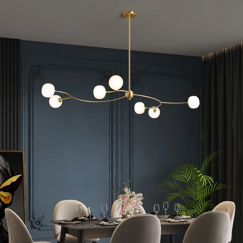 

Люстра из меди для ресторана, дизайнерская лампа для дома, простая волшебная лампа с молекулярными частицами, лампа для гостиной, спальни, бара, художественная лампа