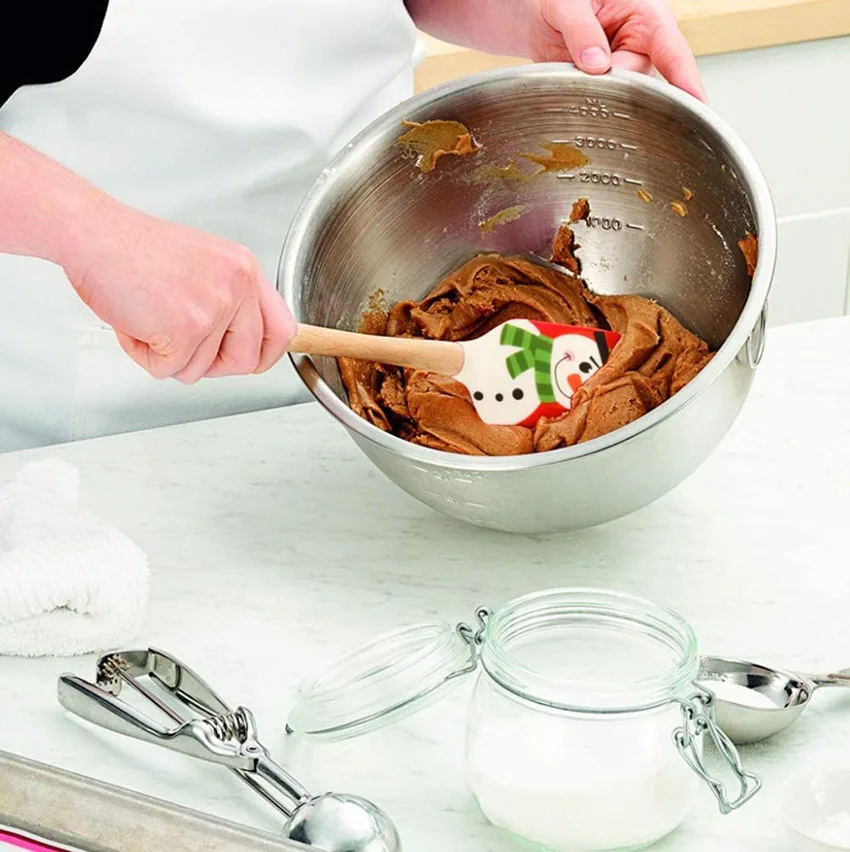 ERMAKOVA Christmas Silicone Spatula Santa Spatula Snow Man Spatula Mixing Batter Scraper Cream Butter Spatula Baking tools