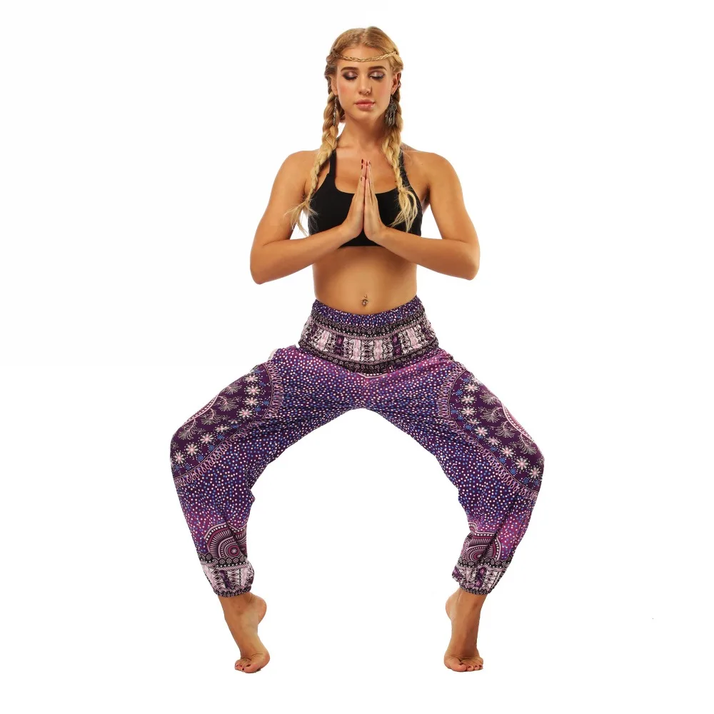 TL005- Purple galaxy floral wide leg loose yoga pant leggings (2)