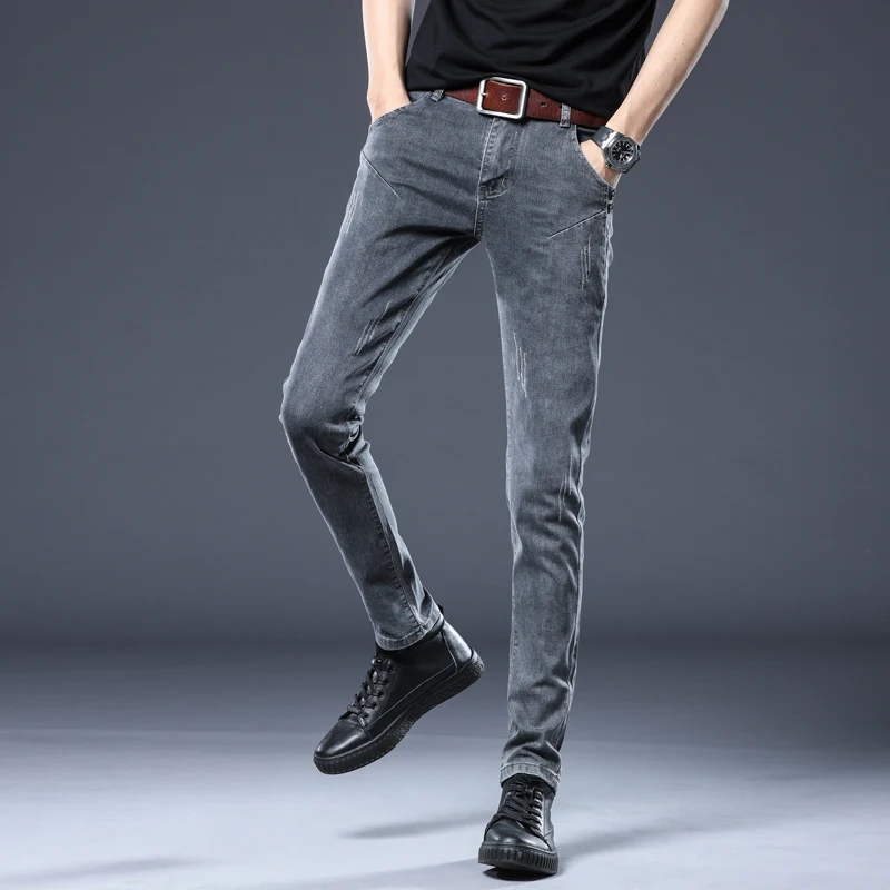 BROWON Vintage Style Men Pants Jeans Slim Fit Mid Waist Button Design Plus Size Classic Skinny Jeans Men Pencil Pant BROWON Vintage Style Men Pants Jeans Slim Fit Mid Waist Button Design Plus Size Classic Skinny Jeans Men Pencil Pant
