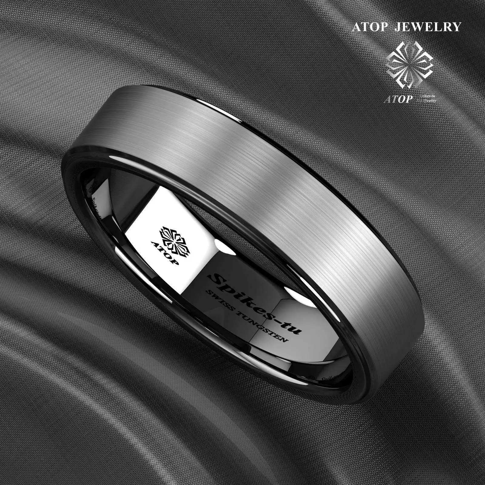 6mm Black Brushed Titanium Color Tungsten ring Men's Wedding Band Ring Free Shipping