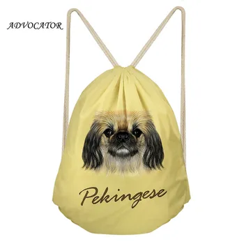 

3D Printing Cute Dogs Pattern Travel Drawstring Pocket Drawstring Backpack Schoolbag Draw String Bag Mochila Feminina Sporttas