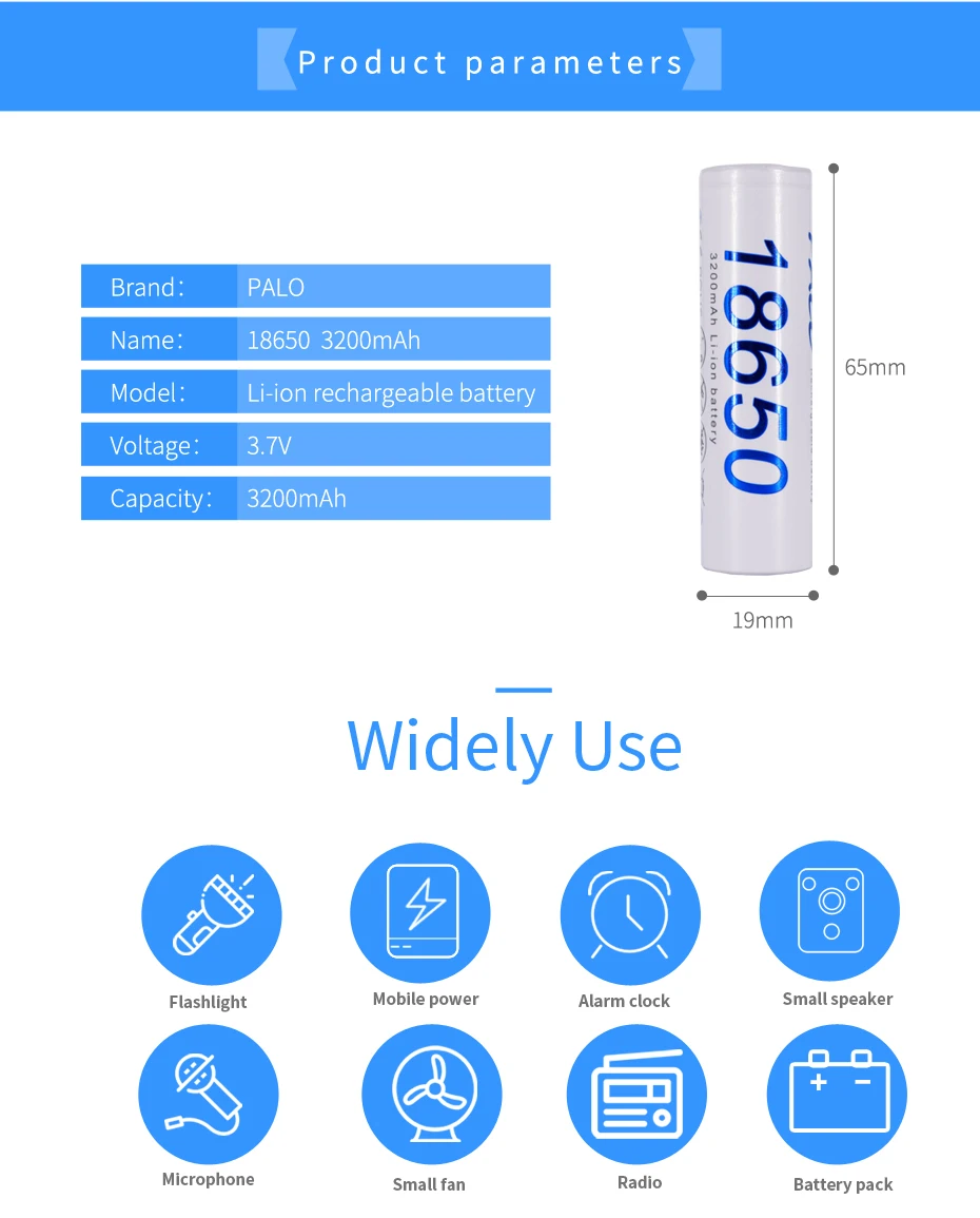3.7v 18650 bateria recarregável 3200mah li-ion 18650