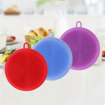 

Kitchen Cleaning Brush Silicone Dishwashing Brush Pot Pan Sponge Scrubber Fruit Vegetable Dish Washing Cleaning Brushes