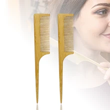 

Custom Logo Biodegradable Natural Wooden Bamboo Fine Tooth Comb Hairdressing Rat Tail Comb