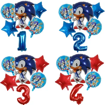 

6pcs Cartoon Sonic Balloons Super Hero 30inch Number Foil Helium Balloon Baby Boy Girl Brithday Theme Party Decoration Kids Toys