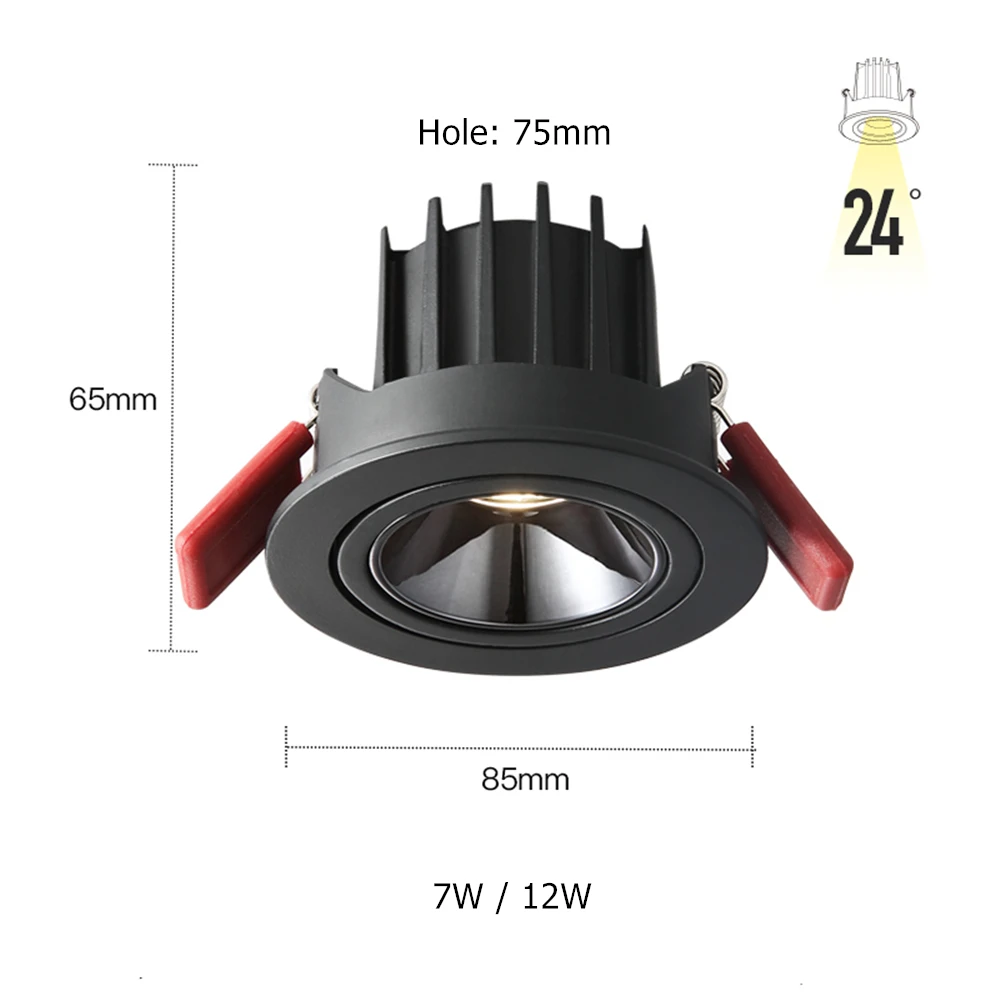 [DBF]2020 New Anti-glare LED Recessed Downlight Dimmable 7W 12W LED Ceiling Spot Light 3000K/4000K/6000K Angle Adjust Spot Lamp outdoor downlights Downlights