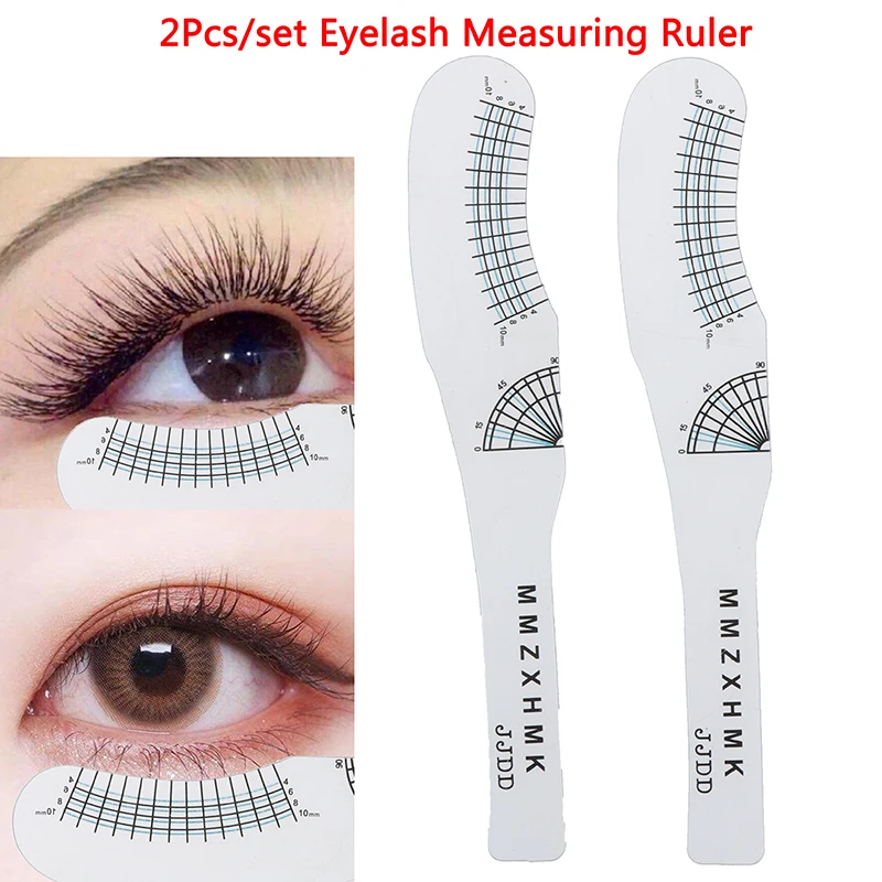 2pcs Eyelashes Length Curling Degree Ruler Eyelash Measuring Lashes Symmetrical Positioning Extension Styling Tool | Красота и