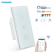 Умный Wi-Fi регулируемый световой выключатель стеклянная Сенсорная панель беспроводной пульт дистанционного управления функцией синхронизации работа с Alexa Google Home Assistant