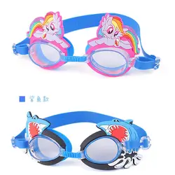 Детские плавательные очки с милым мультипликационным принтом, водонепроницаемые, для мужчин и женщин, детские, простые, стеклянные
