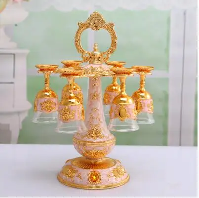 gold white Европейские 6 чашек/набор металлических стаканчиков wiskey, набор стаканов для виски, набор стаканов для напитков, набор самогонов, аксессуары, стакан для питья JB007 - Цвет: gold white