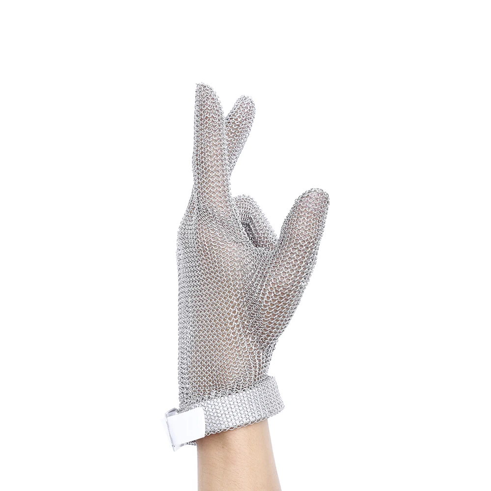 

Plastic Belt Stainless Steel Mesh Glove Cut Resistant Protective Gloves Anti-Cutting Glove for Kitchen Workplace Working Safety