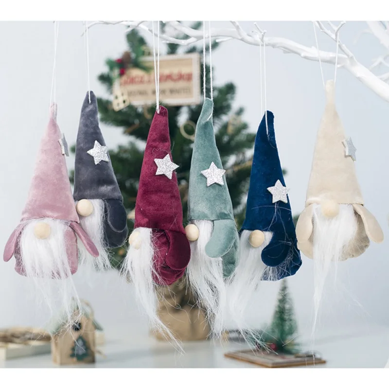 Christmas Plush Gnome Doll Toy Christmas Tree Hanging Ornament Drop Pendant Holiday Figurine Gift Xmas Decor For Home