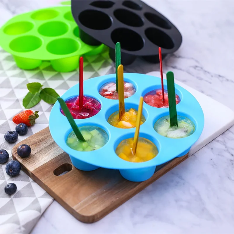 

FDA Safe Reusable Storage Container/Silicone Egg Cake Mold 7 Hole Round Mold Cake Grid Egg Steam Mold Air Fryer Accessories