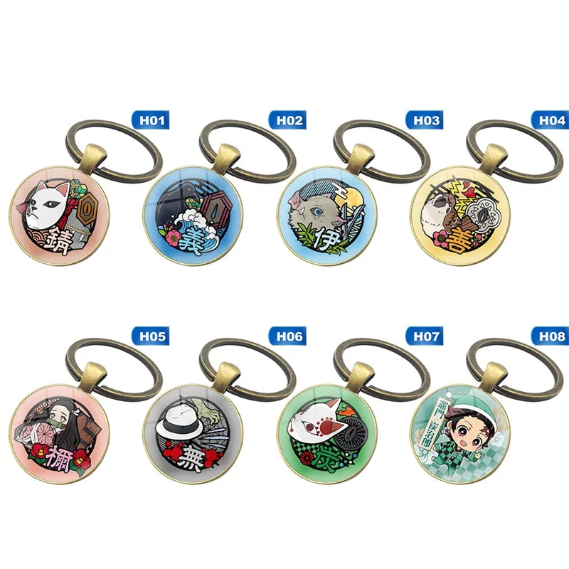 Time gem Keychain Trendy Anime Cosplay Demon Slayer: Kimetsu no Yaiba Anime chain Key Rings