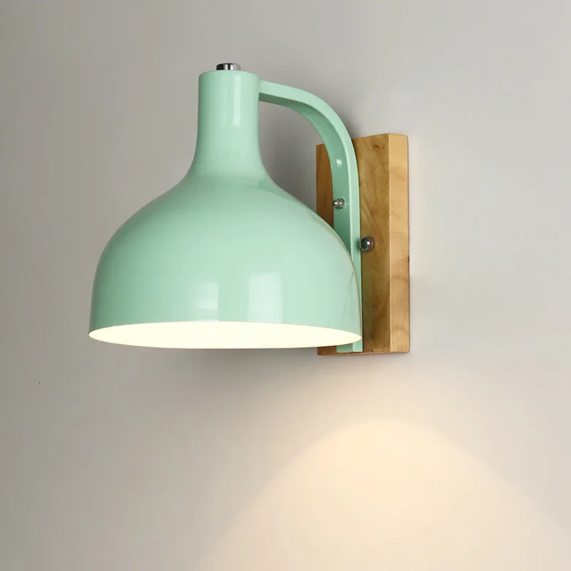 

Wood Wall Lamp Originality Modern Wrought Iron A Living Room Bedroom Bedside Hotel Engineering Restaurant Macaroon Wall Lamp