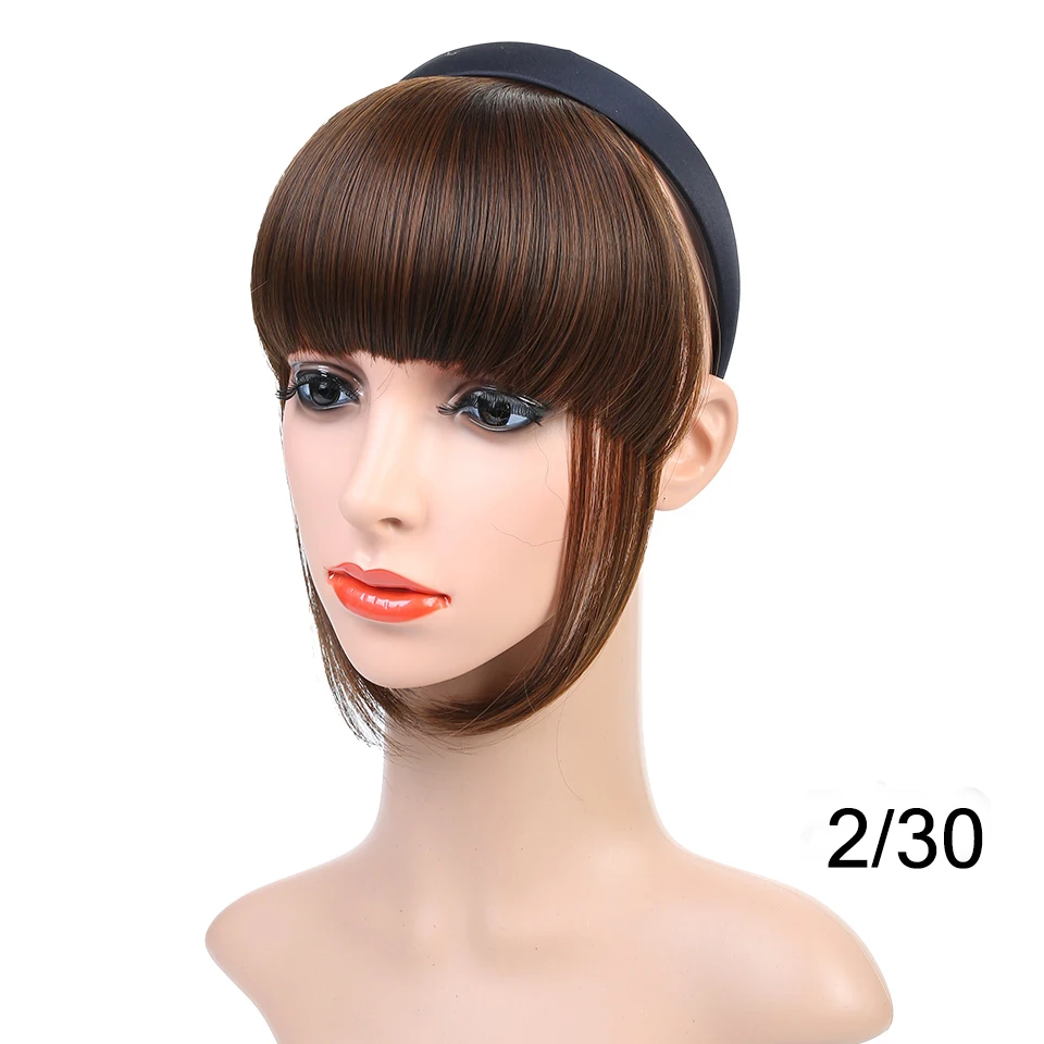 MEIFAN, заколка, бахрома, тупые челки, с повязкой на голову, высокотемпературное волокно, Синтетические прямые волосы, накладные челки для женщин - Цвет: 2-30