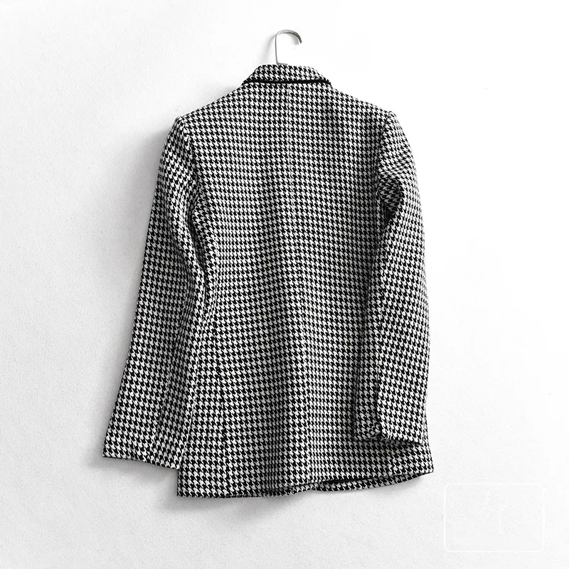 

A Generation of Commuting Retro Classic Black And White Thousands of Birds One-Button Suit Jacket Women's Entity