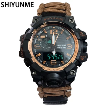

Mens Outdoor Sport Military Watch Compass Waterproof Chronograph Watches Man Digital Quartz Dual Display Watch Relogio Masculino