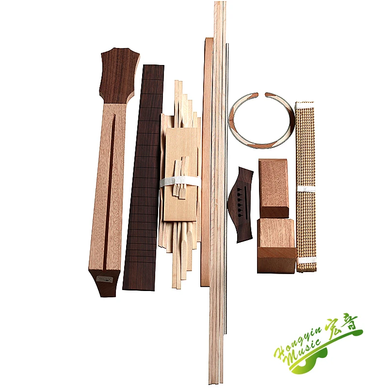 Acoustic Guitar making kit spruce solid Top ,khaya solid wood side back rose fingerboar Bridge acoustic guitar