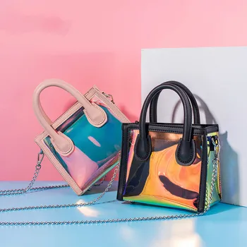 

Niche Design Personality Portable Slung Shoulder Single Wild Chain Bag Laser Transparent Pvc Jelly Bag Handbag