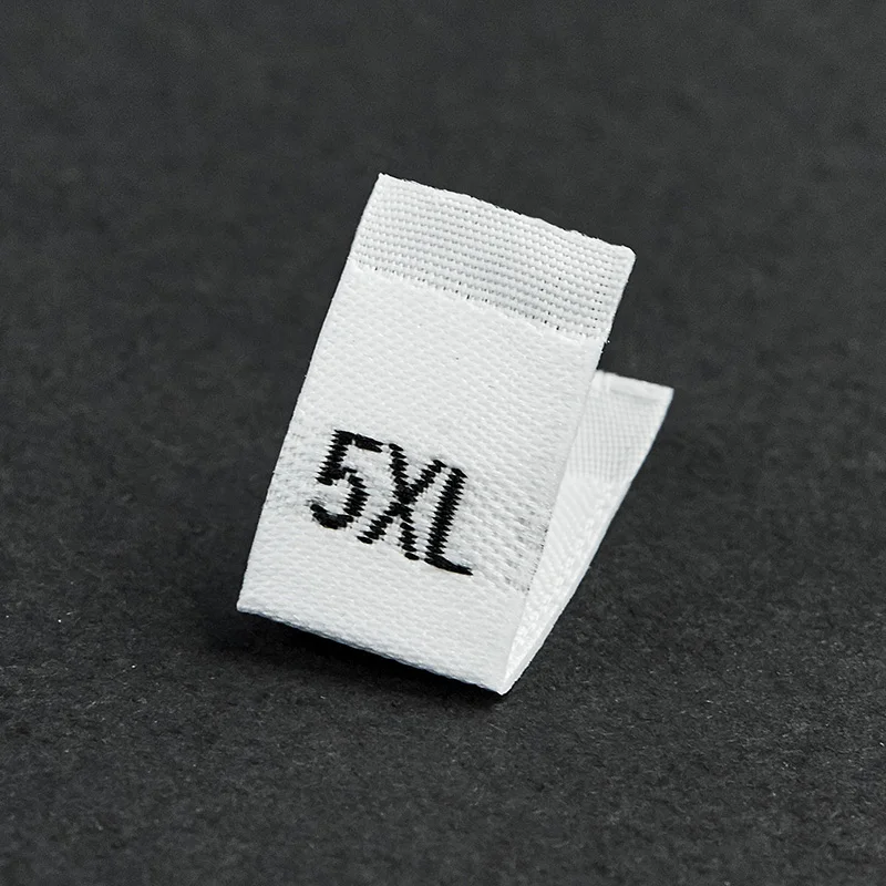500Pcs Clothing Size Label Black Text White Garment Clothes T Shirt Dress Cloth Fabric Label Tag XS S M L XL 2XL 3XL 4XL 34*12mm